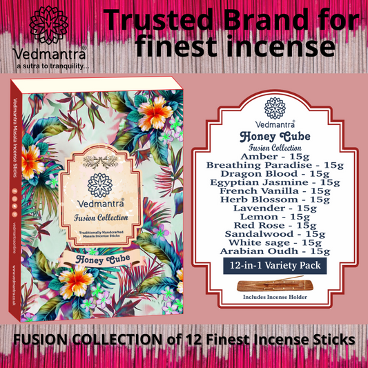 Vedmantra Fusion Collection Incense Sticks - Honey Cube.