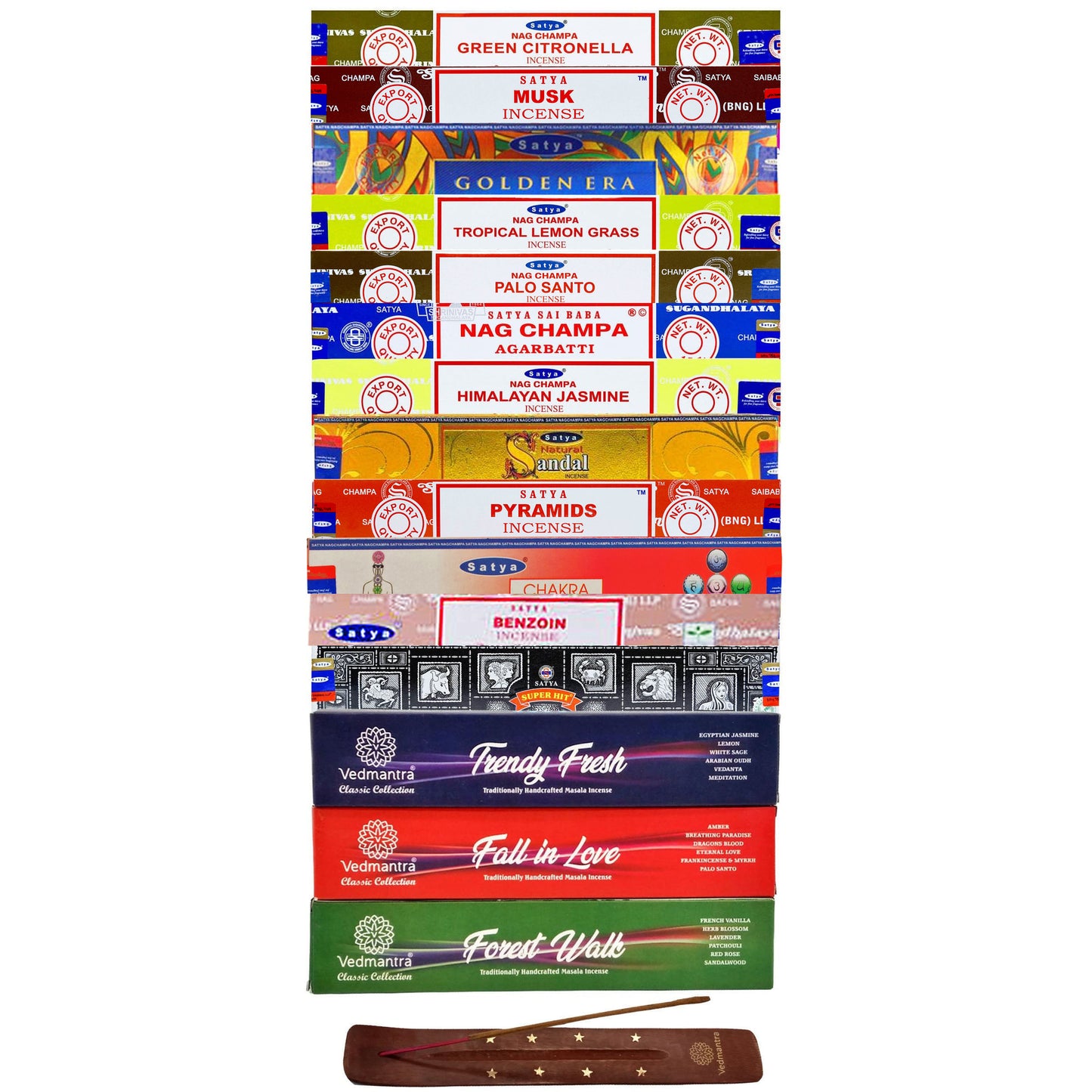 Satya 15 Pack Assorted Nag Champa Incense