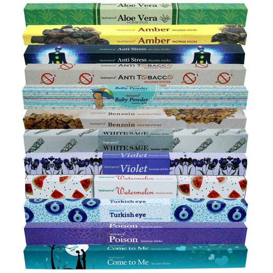 Vedmantra 12 Pack Assorted Premium Incense Stick Set-A.