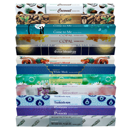 Vedmantra 12 Pack Assorted Premium Incense Stick Set-C.