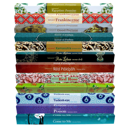 Vedmantra 12 Pack Assorted Premium Incense Stick Set-D.