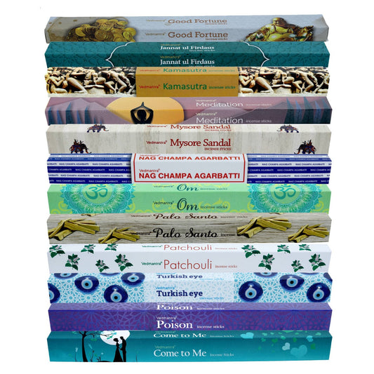 Vedmantra 12 Pack Assorted Premium Incense Stick Set-F.