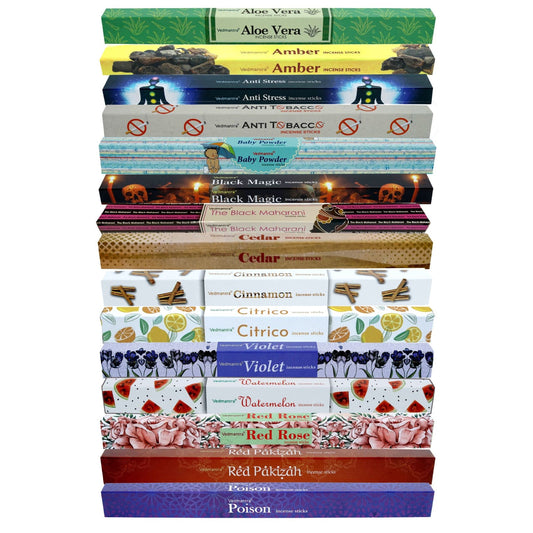 Vedmantra 15 Pack Assorted Premium Incense Stick Set-A.