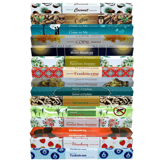 Vedmantra 15 Pack Assorted Premium Incense Stick Set-B.