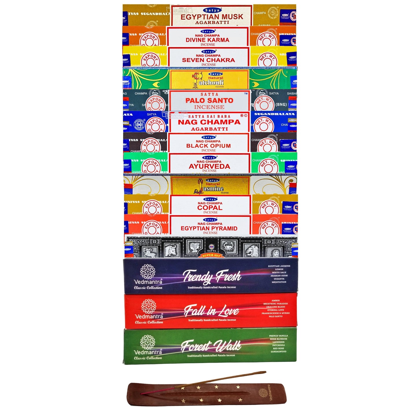 Satya 15 Pack Assorted Nag Champa Incense.