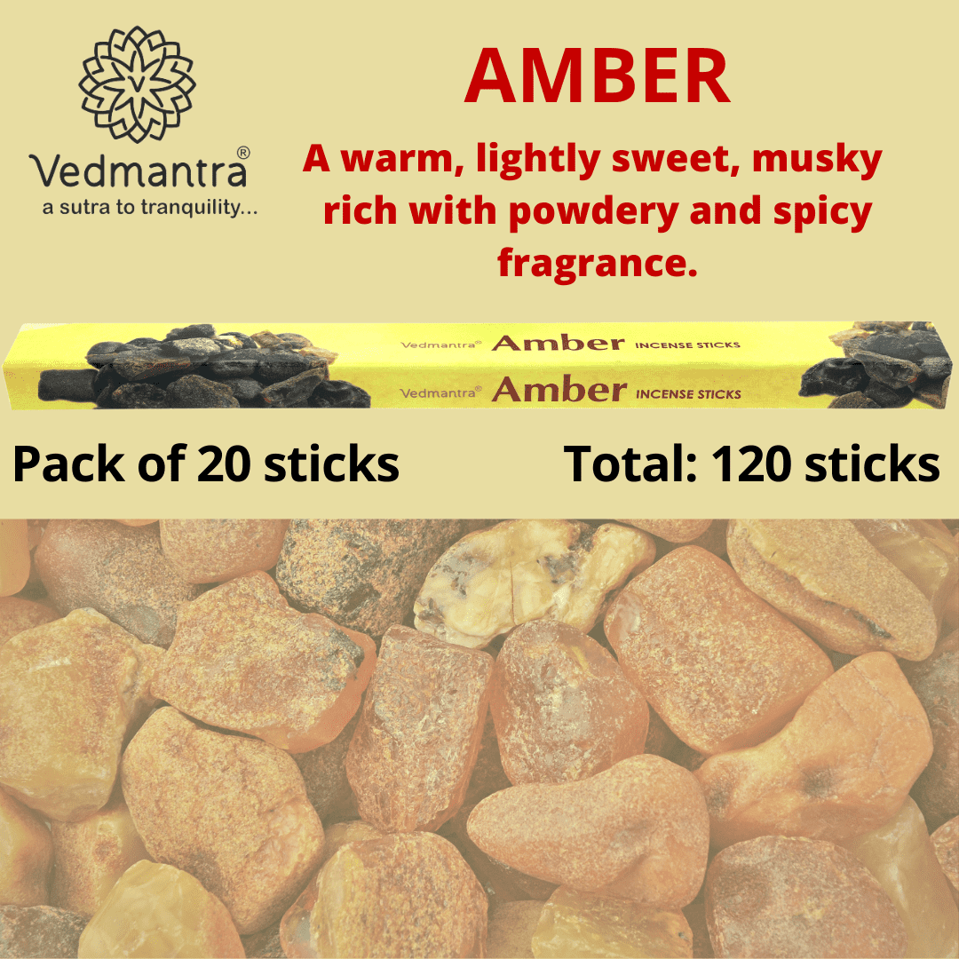 Vedmantra 6 Pack Premium Incense Stick - Amber.