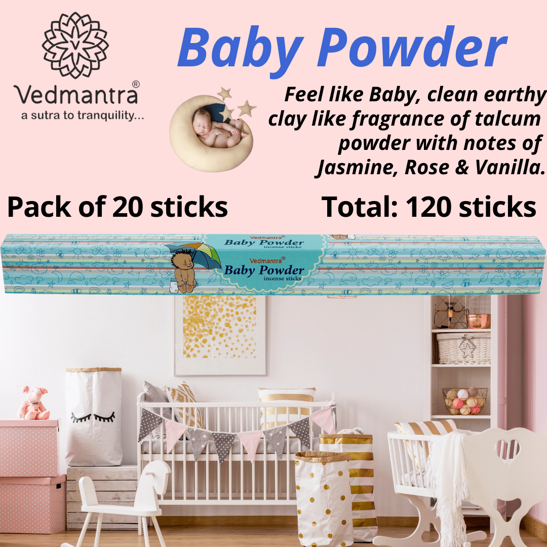 Vedmantra 6 Pack Premium Incense Stick - Baby Powder.