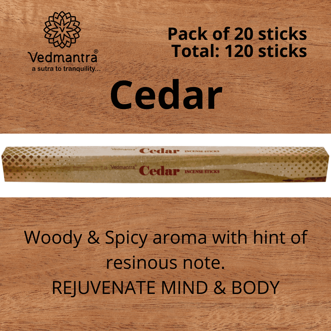 Vedmantra 6 Pack Premium Incense Stick - Cedar.