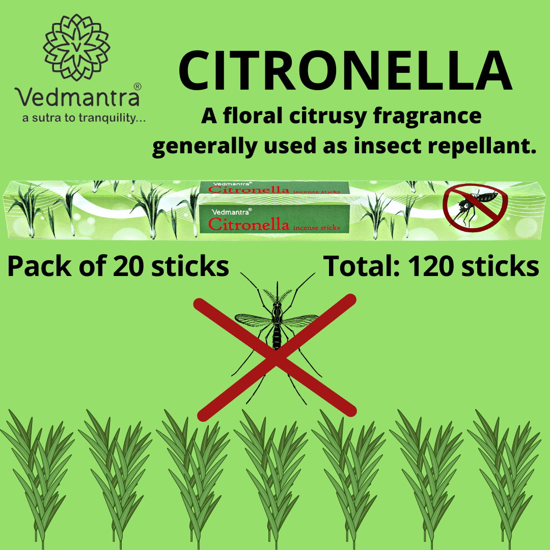 Vedmantra 6 Pack Premium Incense Stick - Citronella.