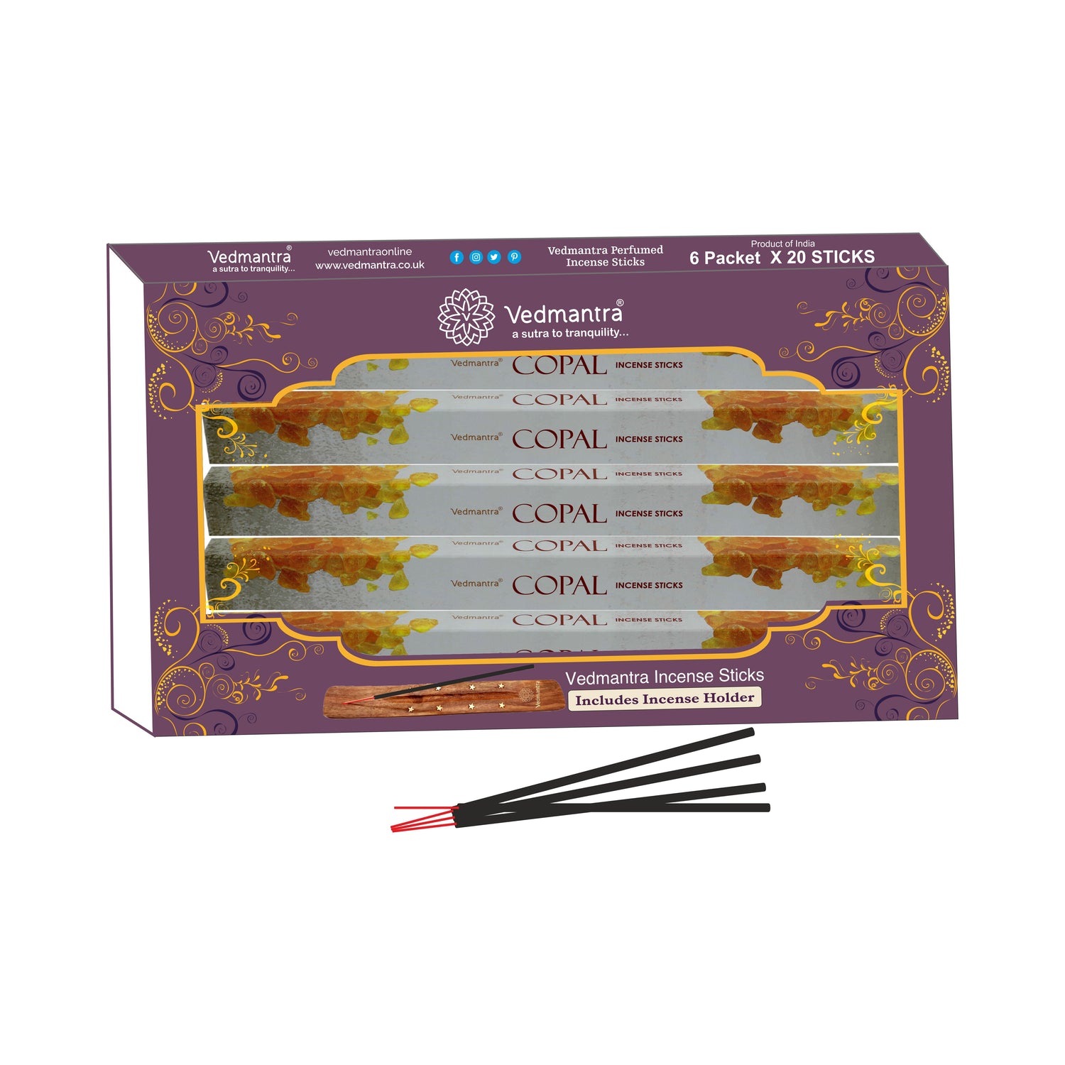 Vedmantra 6 Pack Premium Incense Stick - Copal.