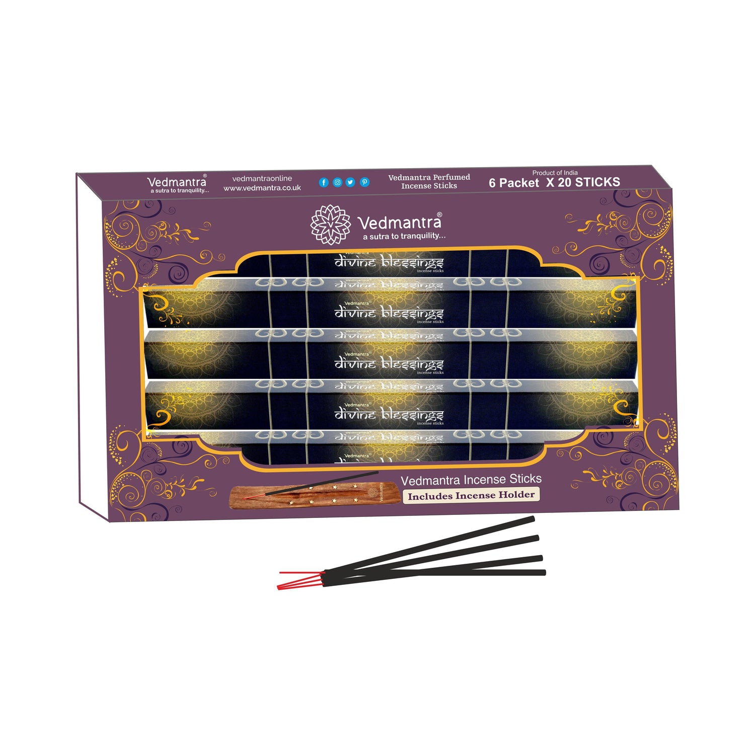 Vedmantra 6 Pack Premium Incense Stick - Divine Blessings.