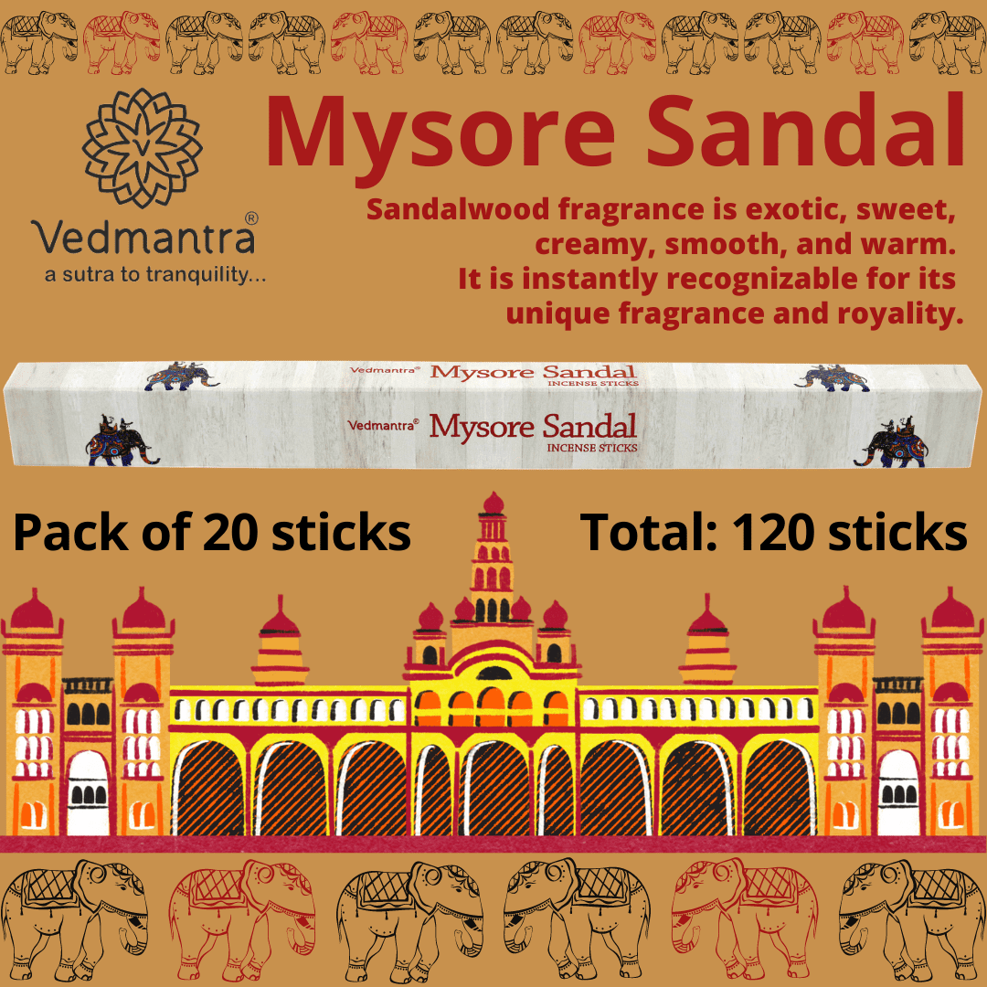 Vedmantra 6 Pack Premium Incense Stick - Mysore Sandal.