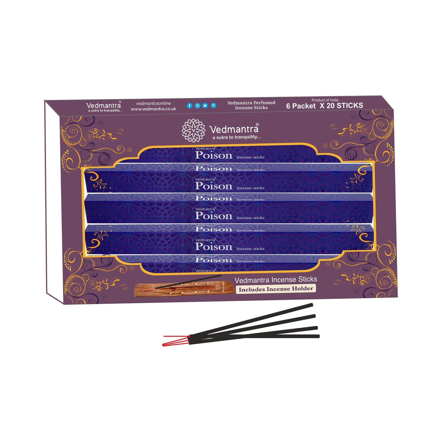 Vedmantra 6 Pack Premium Incense Stick - Poison.