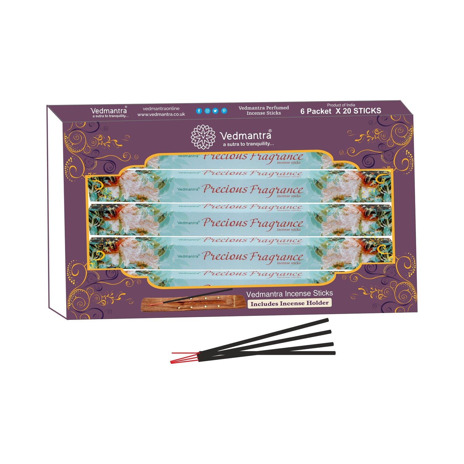 Vedmantra 6 Pack Premium Incense Stick - Precious Fragrance.