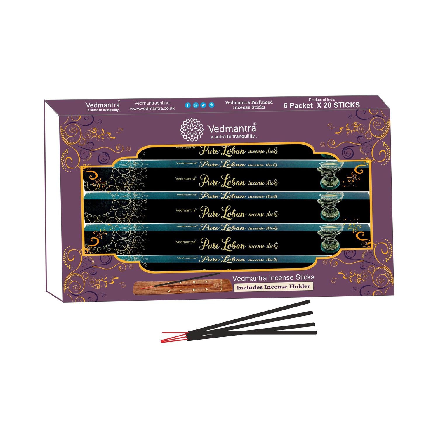 Vedmantra 6 Pack Premium Incense Stick - Pure Loban.