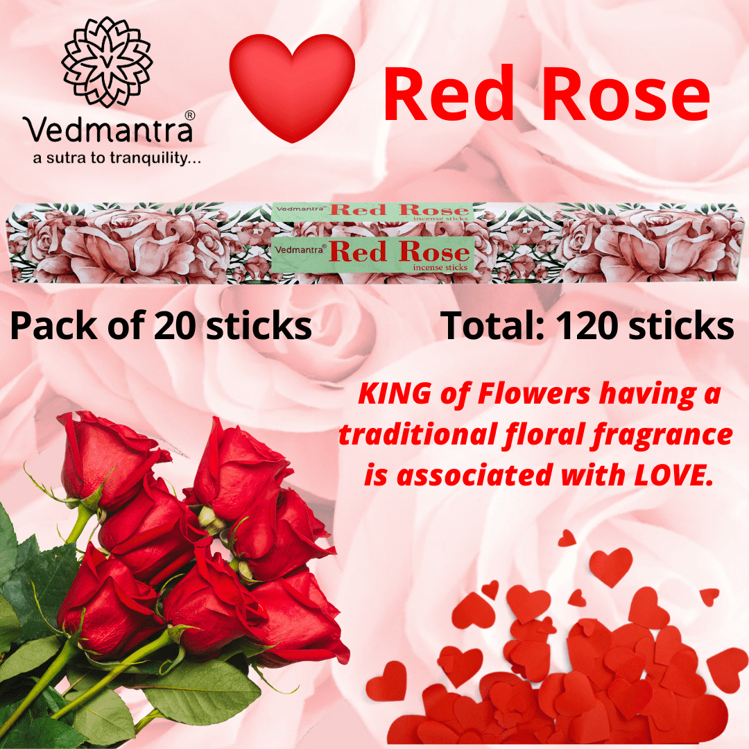 Vedmantra 6 Pack Premium Incense Stick - Red Rose.