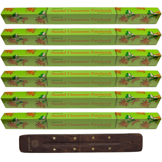 Vedmantra 6 Pack Premium Incense Stick - Sandal Cinnamon Patchouli.