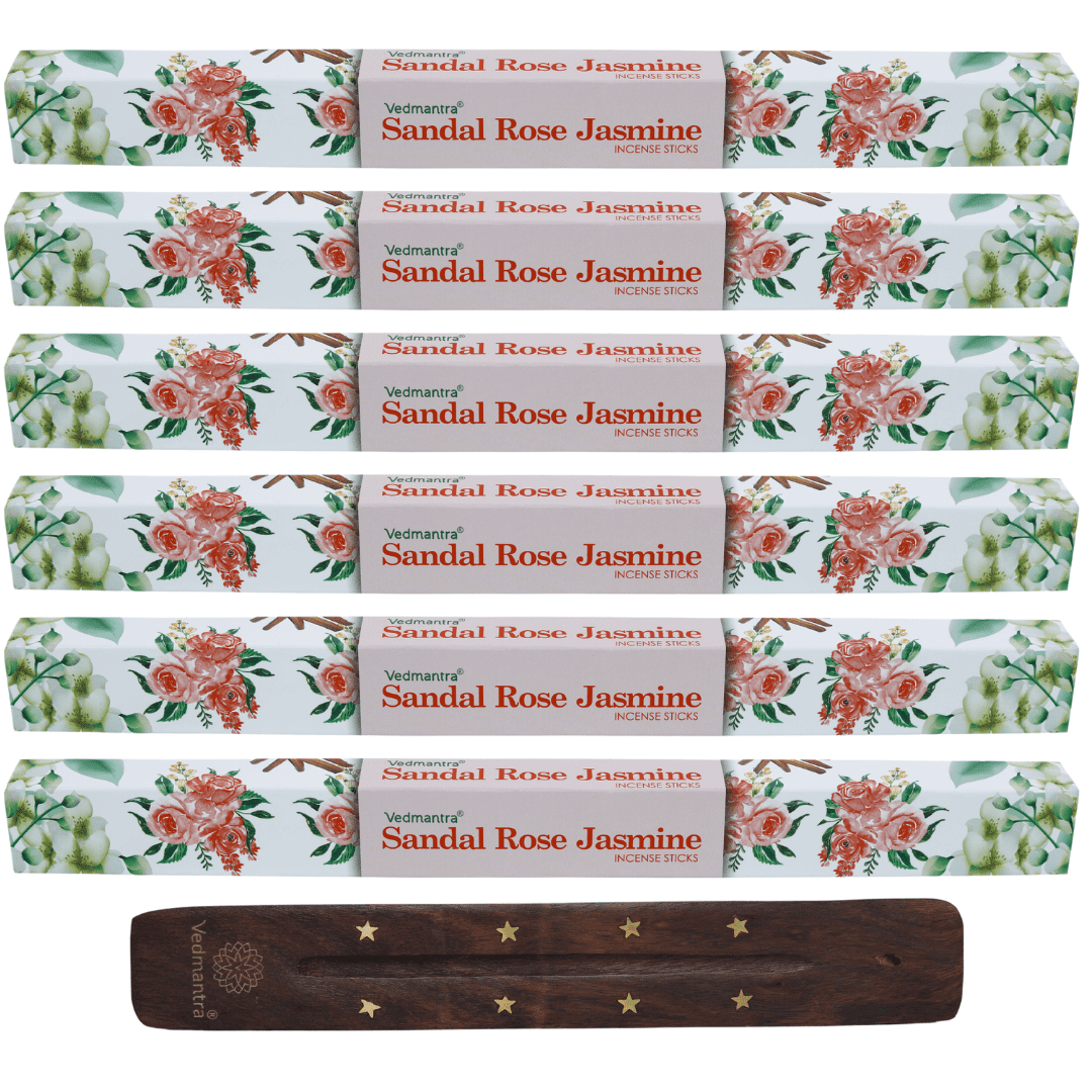 Vedmantra 6 Pack Premium Incense Stick - Sandal Rose Jasmine.