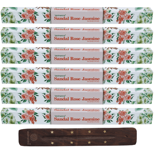Vedmantra 6 Pack Premium Incense Stick - Sandal Rose Jasmine.
