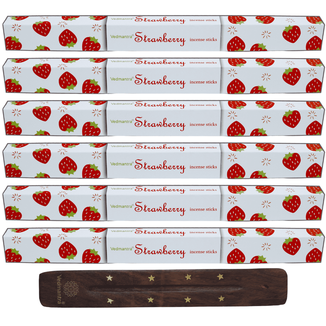 Vedmantra 6 Pack Premium Incense Stick - Strawberry.