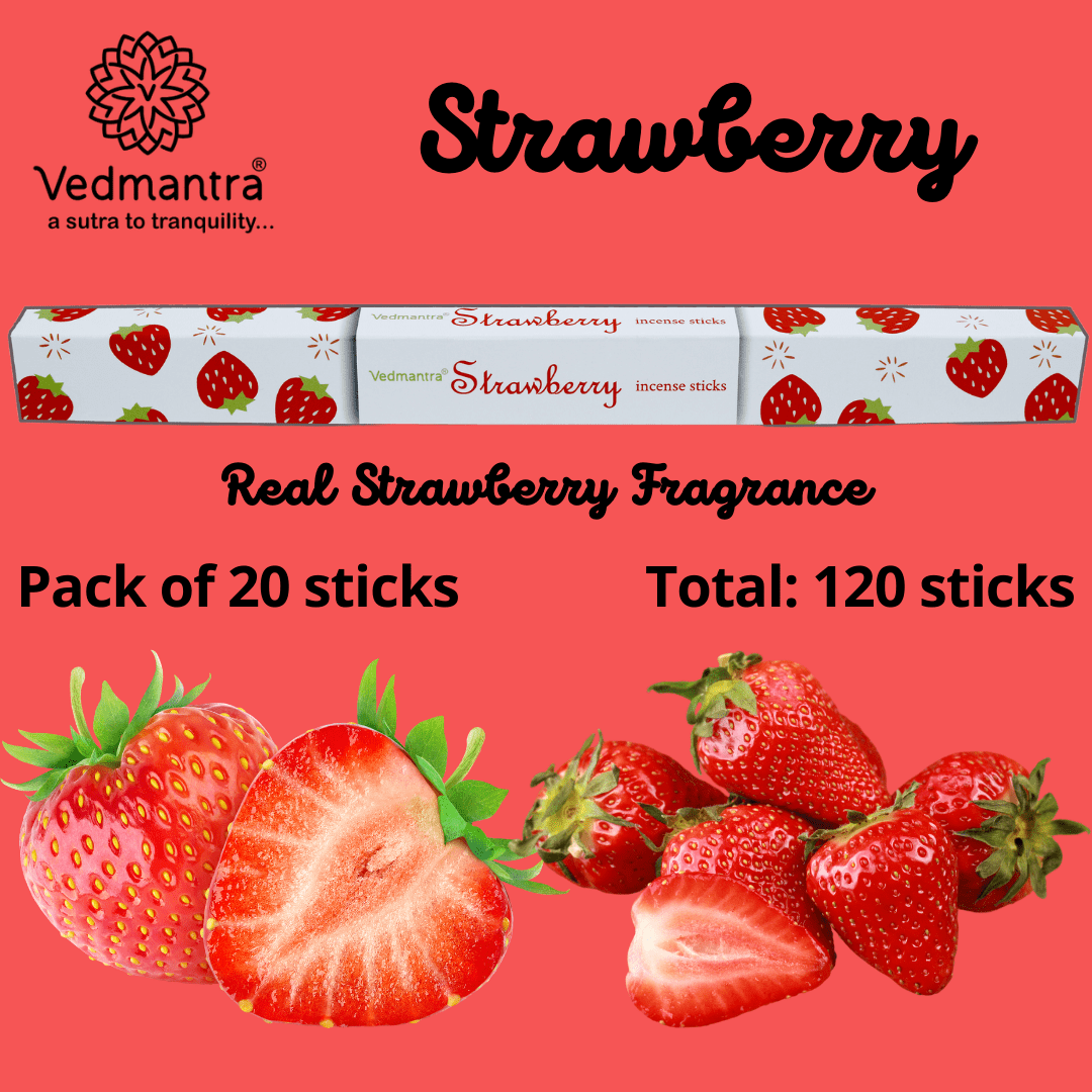 Vedmantra 6 Pack Premium Incense Stick - Strawberry.