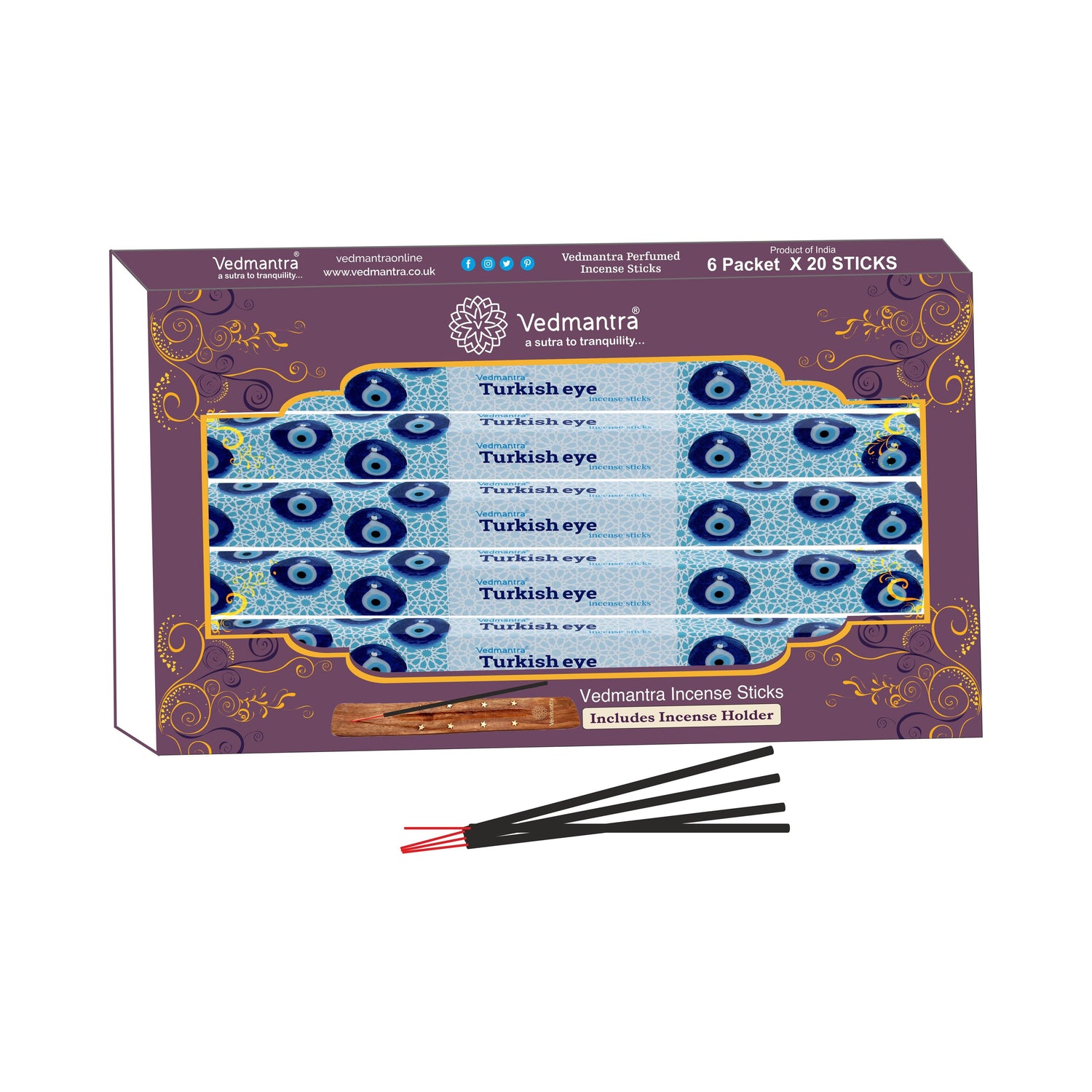 Vedmantra 6 Pack Premium Incense Stick - Turkish Eye.