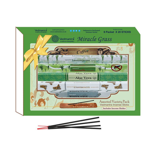 Vedmantra Assorted Incense Stick Gift Set - Miracle Grass.