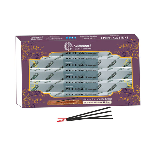 Vedmantra 6 Pack Premium Incense Stick - White Sage.